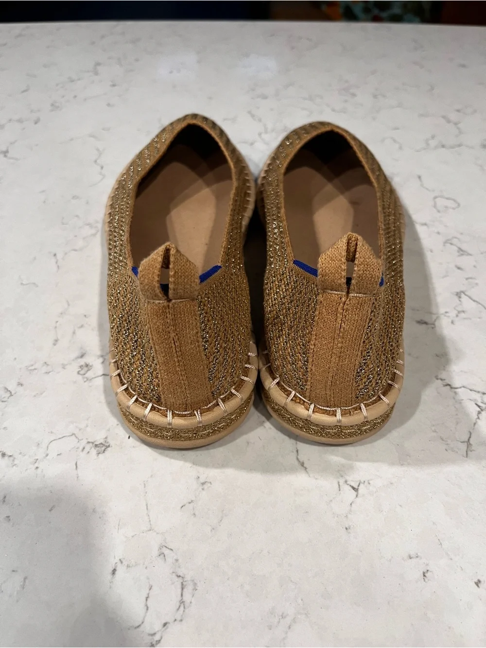 Rothy’s NWOB The Espadrille Gold Stripe Women’s Shoes Slip On Flats Size 9